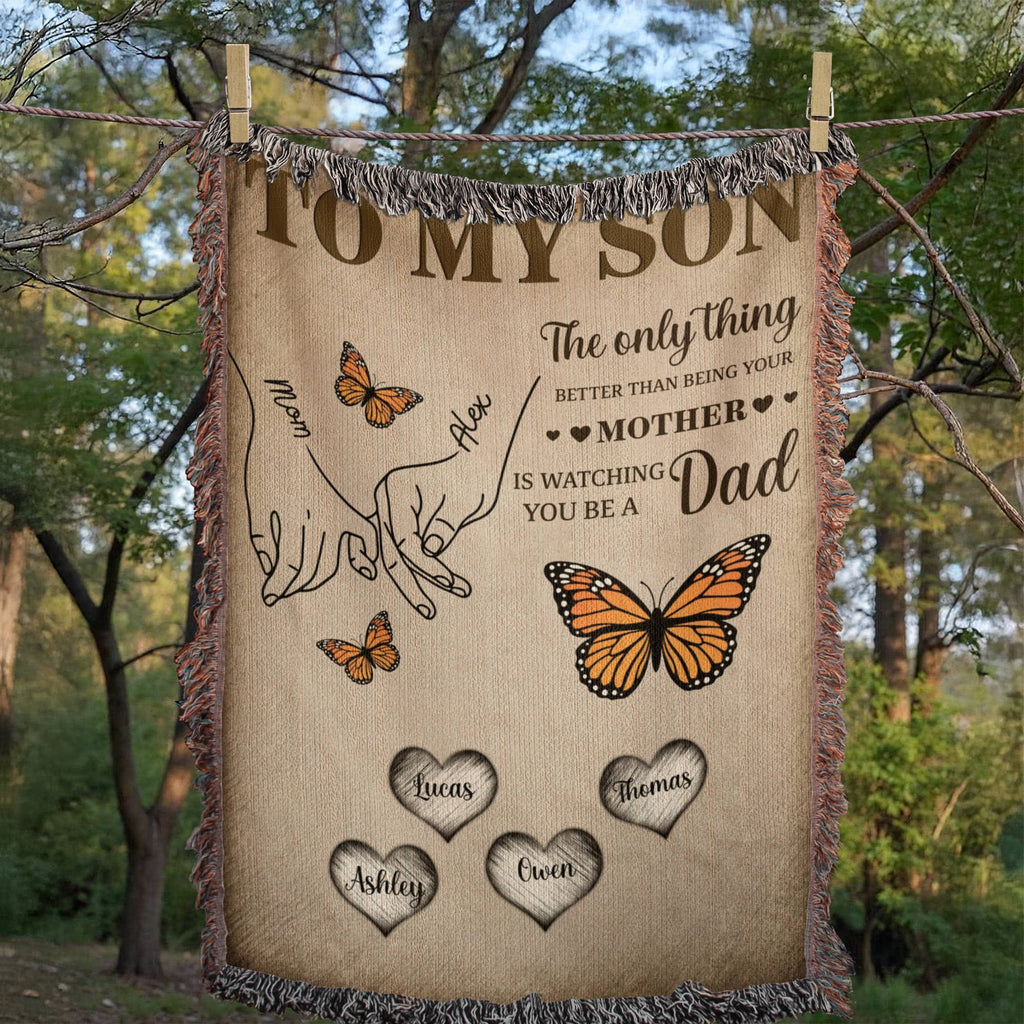 Blanket Personalized To My Son Woven Blanket From Mom – Custom Kids Names Family Throw Blanket – Gift for Son, Father’s Day Gift, Emotional Blanket Personalized To My Son Woven Blanket From Mom – Custom Kids Names Family Throw Blanket – Gift for Son, Father’s Day Gift, Emotional Blanket