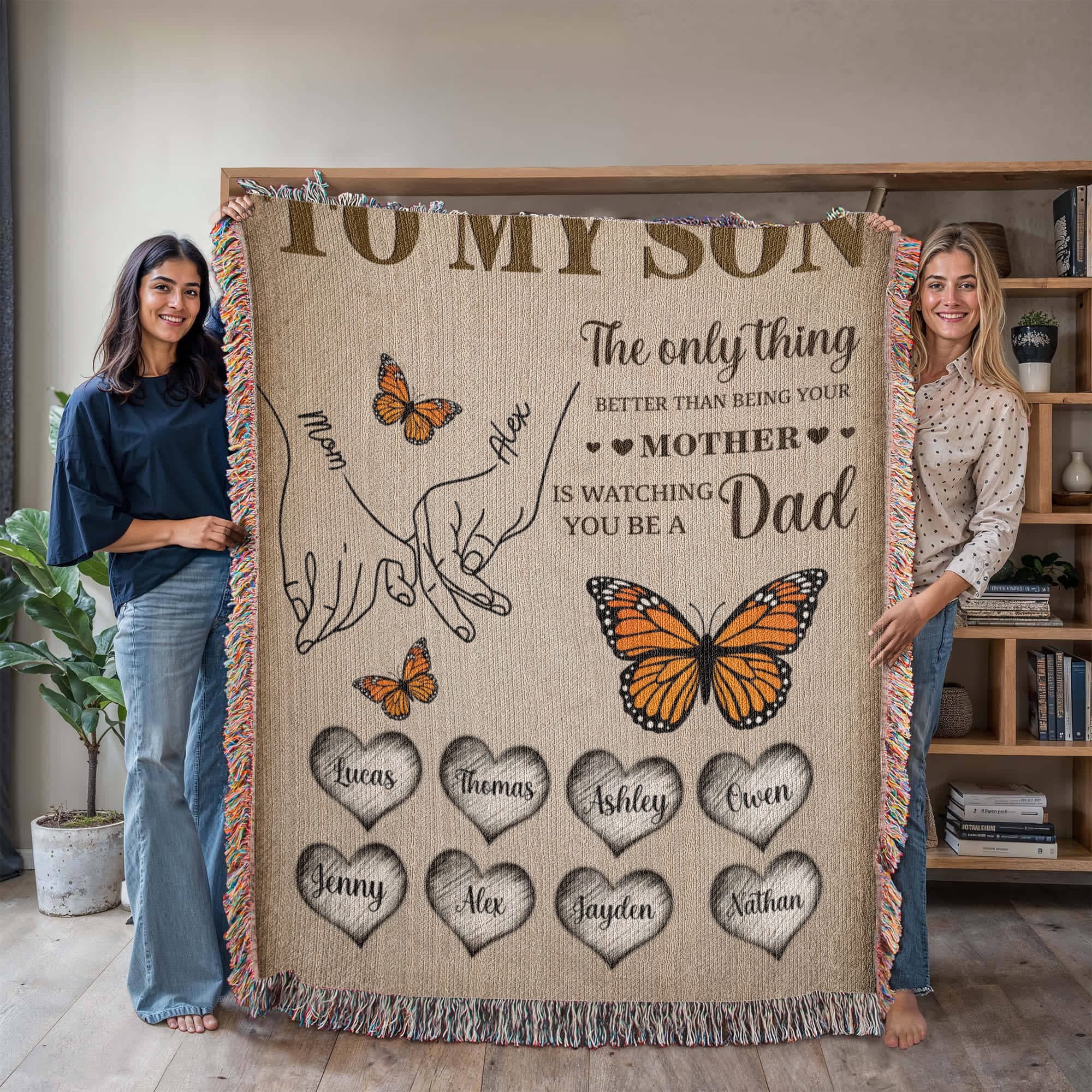 Blanket Personalized To My Son Woven Blanket From Mom – Custom Kids Names Family Throw Blanket – Gift for Son, Father’s Day Gift, Emotional Blanket Personalized To My Son Woven Blanket From Mom – Custom Kids Names Family Throw Blanket – Gift for Son, Father’s Day Gift, Emotional Blanket