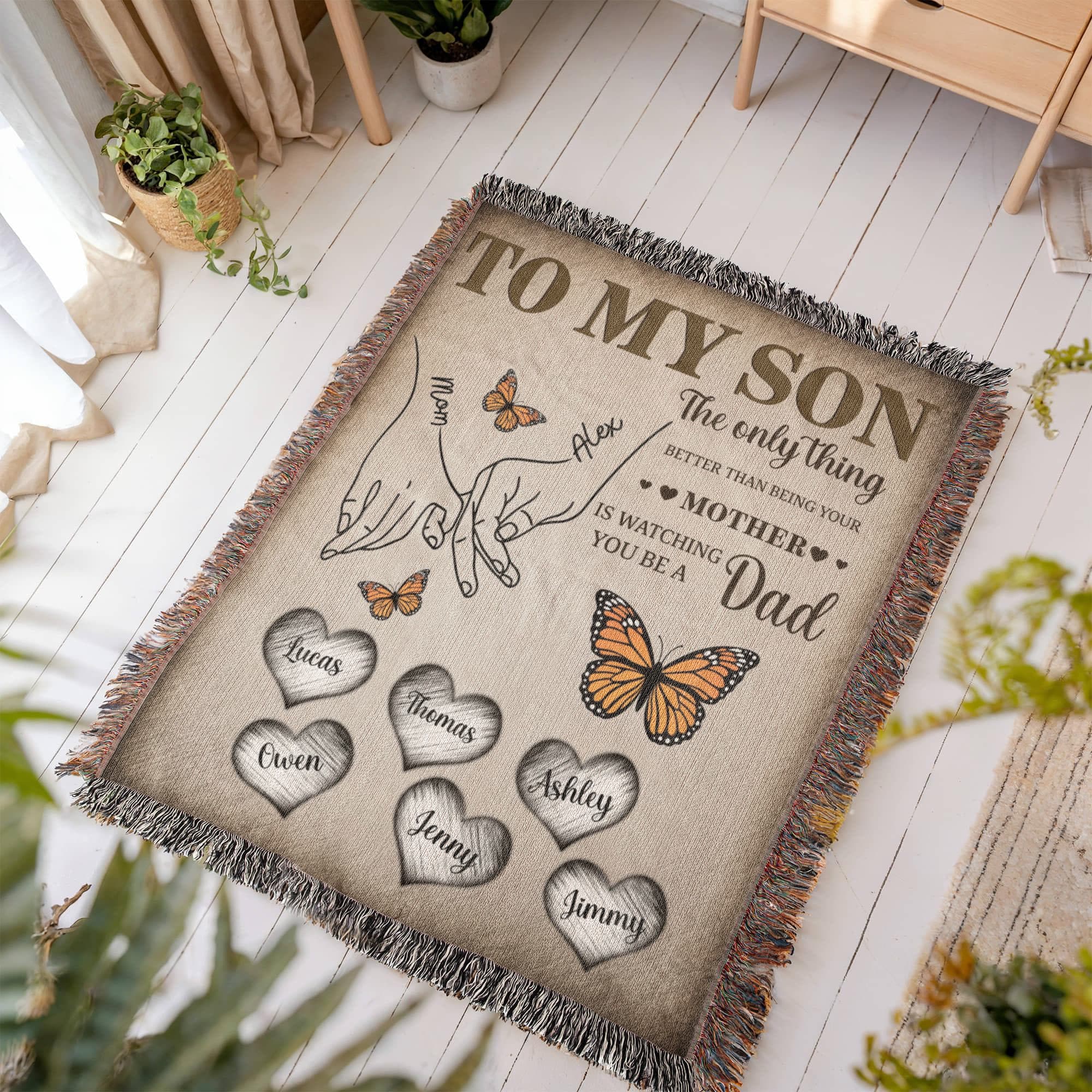 Blanket Personalized To My Son Woven Blanket From Mom – Custom Kids Names Family Throw Blanket – Gift for Son, Father’s Day Gift, Emotional Blanket Personalized To My Son Woven Blanket From Mom – Custom Kids Names Family Throw Blanket – Gift for Son, Father’s Day Gift, Emotional Blanket