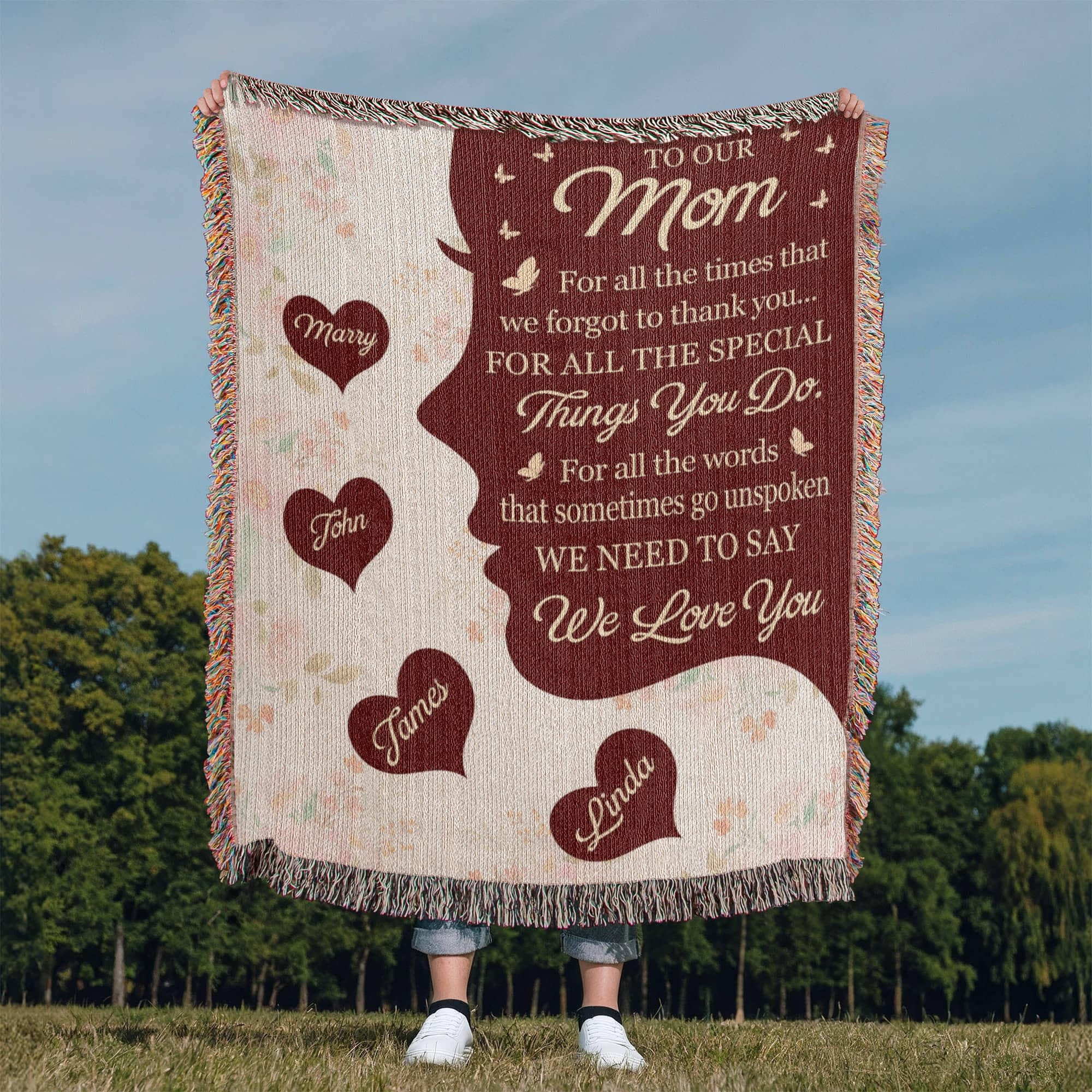 Blankets Personalized To Our Mom Woven Blanket – Custom Name Heart Family Throw, Mother’s Day Gift from Kids Personalized To Our Mom Woven Blanket – Custom Name Heart Family Throw, Mother’s Day Gift from Kids