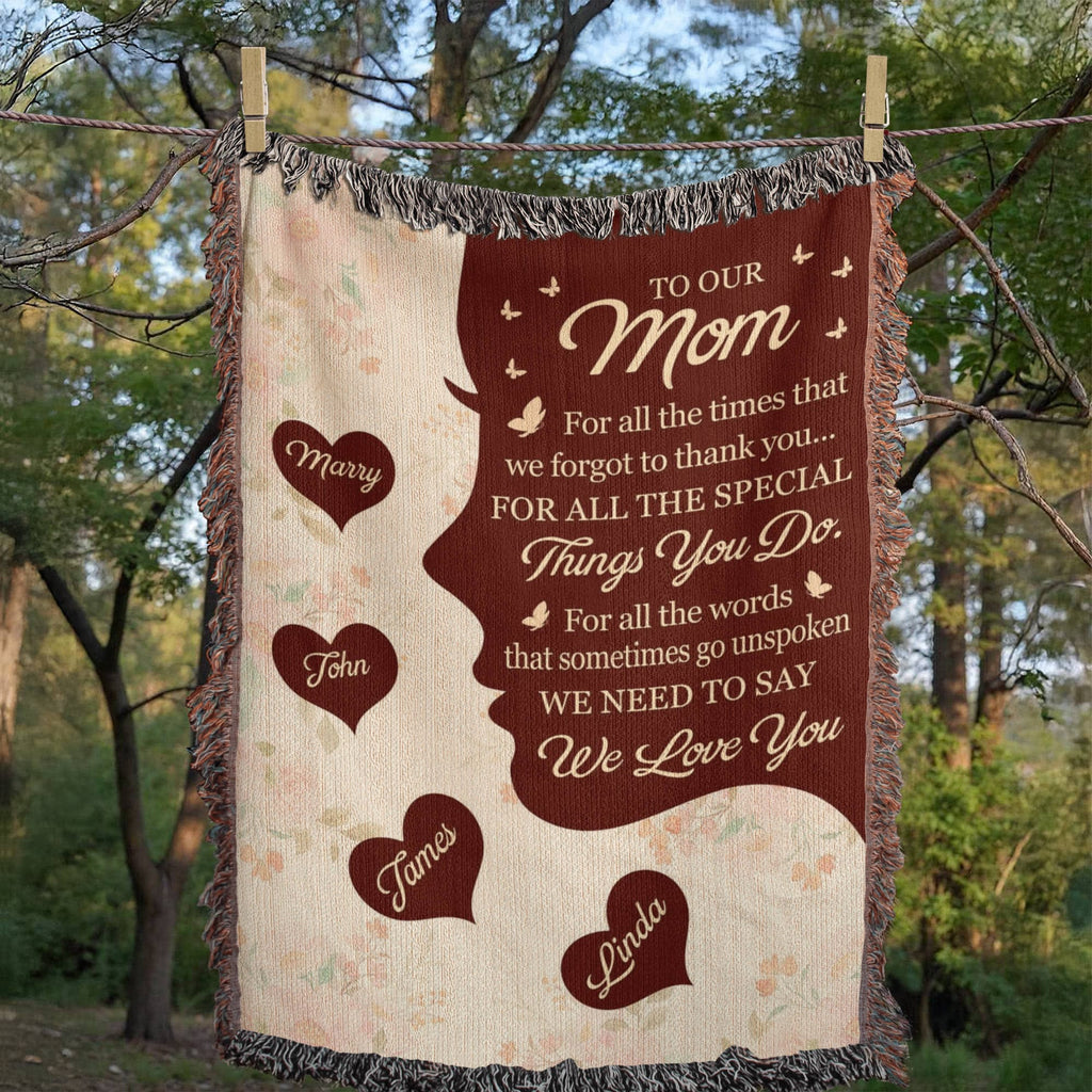 Blankets Personalized To Our Mom Woven Blanket – Custom Name Heart Family Throw, Mother’s Day Gift from Kids Personalized To Our Mom Woven Blanket – Custom Name Heart Family Throw, Mother’s Day Gift from Kids