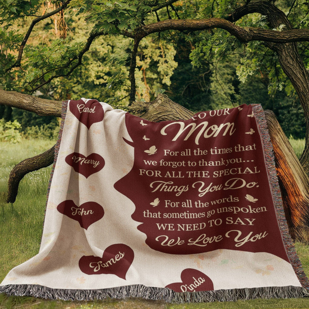 Blankets Personalized To Our Mom Woven Blanket – Custom Name Heart Family Throw, Mother’s Day Gift from Kids Personalized To Our Mom Woven Blanket – Custom Name Heart Family Throw, Mother’s Day Gift from Kids
