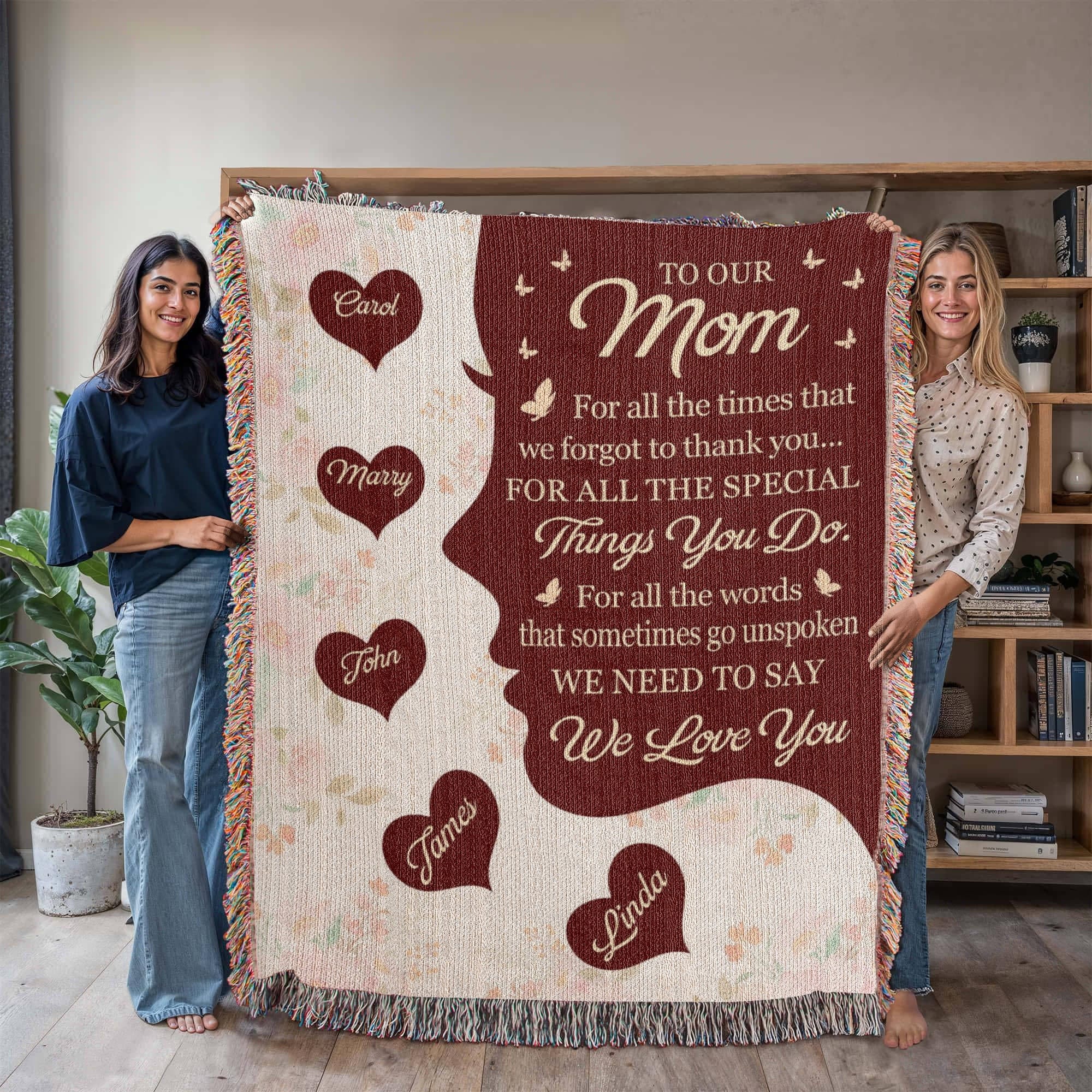 Blankets Personalized To Our Mom Woven Blanket – Custom Name Heart Family Throw, Mother’s Day Gift from Kids Personalized To Our Mom Woven Blanket – Custom Name Heart Family Throw, Mother’s Day Gift from Kids
