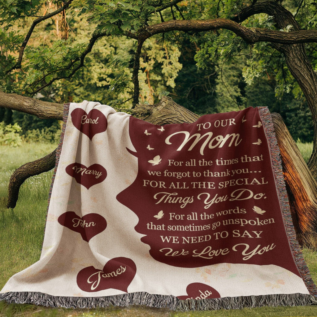 Blankets Personalized To Our Mom Woven Blanket – Custom Name Heart Family Throw, Mother’s Day Gift from Kids Personalized To Our Mom Woven Blanket – Custom Name Heart Family Throw, Mother’s Day Gift from Kids