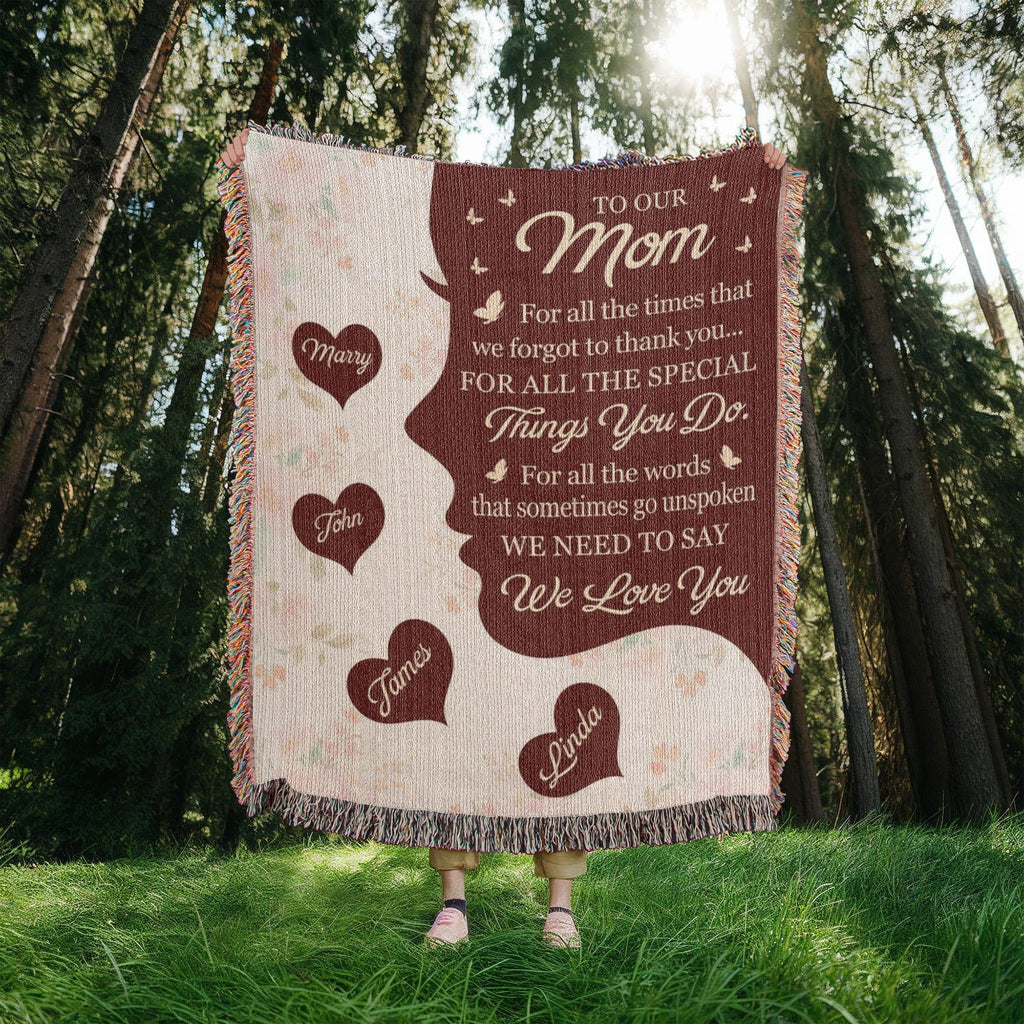 Blankets Personalized To Our Mom Woven Blanket – Custom Name Heart Family Throw, Mother’s Day Gift from Kids Personalized To Our Mom Woven Blanket – Custom Name Heart Family Throw, Mother’s Day Gift from Kids
