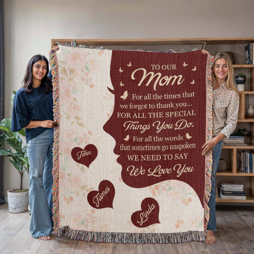 Blankets Personalized To Our Mom Woven Blanket – Custom Name Heart Family Throw, Mother’s Day Gift from Kids Personalized To Our Mom Woven Blanket – Custom Name Heart Family Throw, Mother’s Day Gift from Kids
