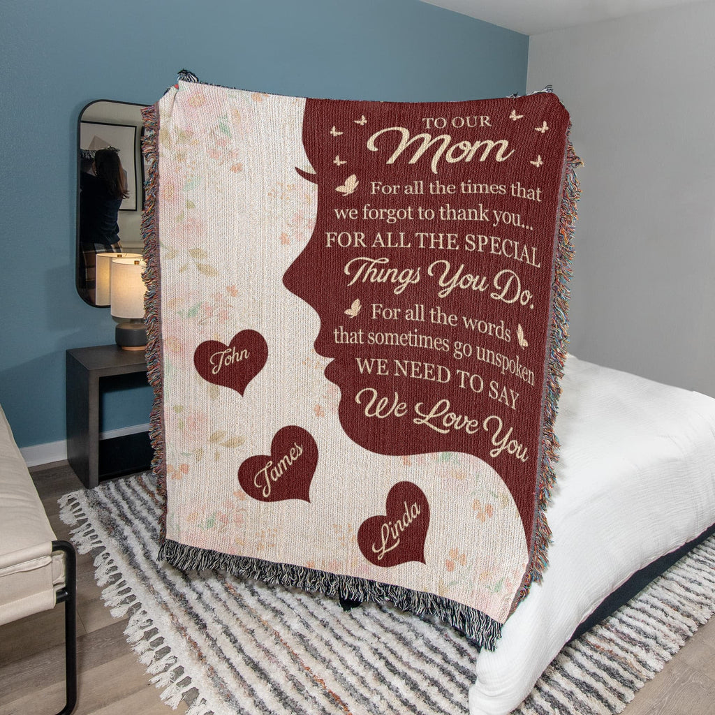 Blankets Personalized To Our Mom Woven Blanket – Custom Name Heart Family Throw, Mother’s Day Gift from Kids Personalized To Our Mom Woven Blanket – Custom Name Heart Family Throw, Mother’s Day Gift from Kids
