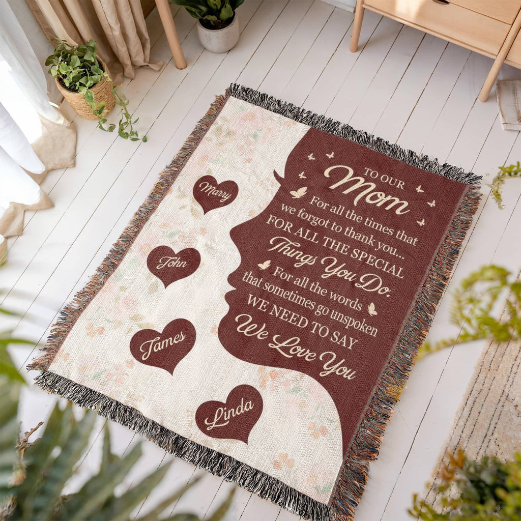 Blankets Personalized To Our Mom Woven Blanket – Custom Name Heart Family Throw, Mother’s Day Gift from Kids Personalized To Our Mom Woven Blanket – Custom Name Heart Family Throw, Mother’s Day Gift from Kids