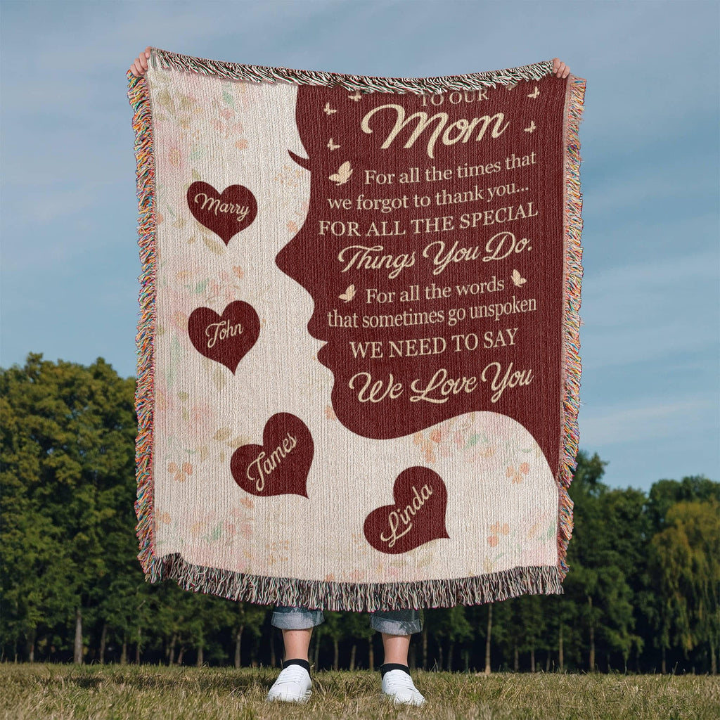Blankets Personalized To Our Mom Woven Blanket – Custom Name Heart Family Throw, Mother’s Day Gift from Kids Personalized To Our Mom Woven Blanket – Custom Name Heart Family Throw, Mother’s Day Gift from Kids