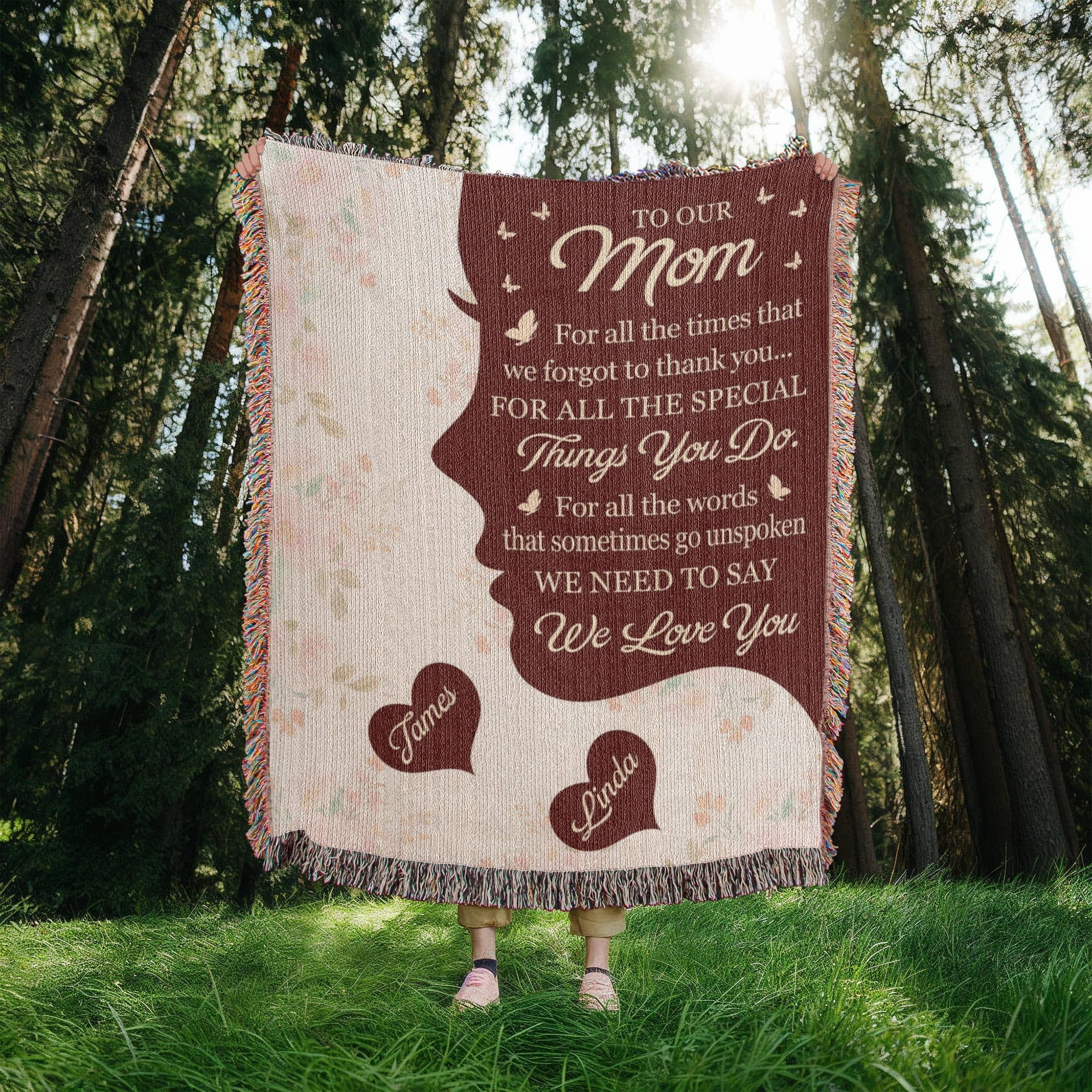 Blankets Personalized To Our Mom Woven Blanket – Custom Name Heart Family Throw, Mother’s Day Gift from Kids Personalized To Our Mom Woven Blanket – Custom Name Heart Family Throw, Mother’s Day Gift from Kids