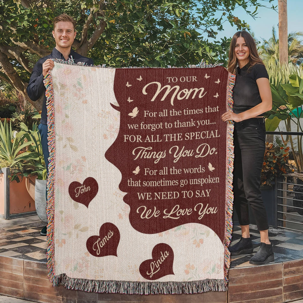 Blankets Personalized To Our Mom Woven Blanket – Custom Name Heart Family Throw, Mother’s Day Gift from Kids Personalized To Our Mom Woven Blanket – Custom Name Heart Family Throw, Mother’s Day Gift from Kids