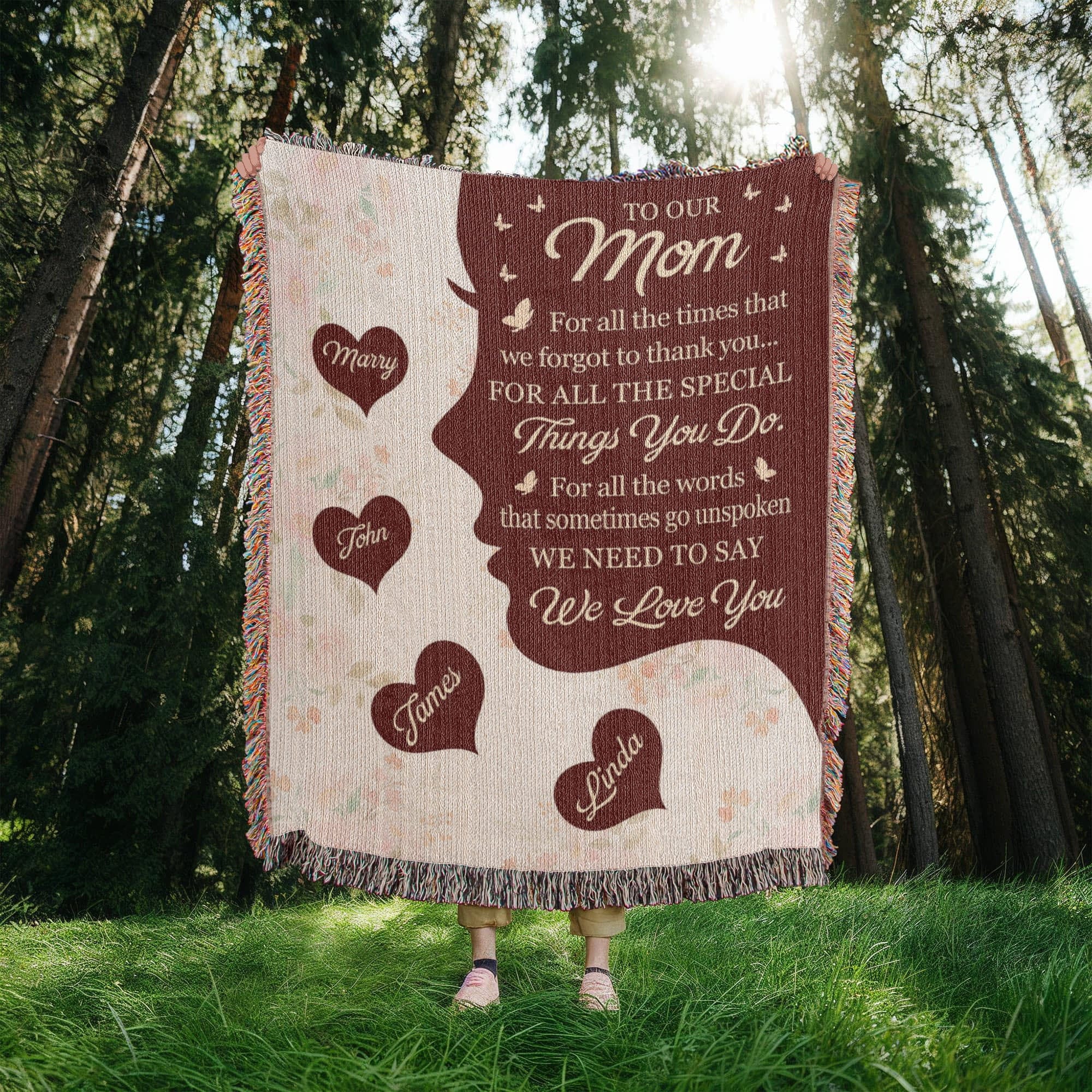 Blankets Personalized To Our Mom Woven Blanket – Custom Name Heart Family Throw, Mother’s Day Gift from Kids Personalized To Our Mom Woven Blanket – Custom Name Heart Family Throw, Mother’s Day Gift from Kids