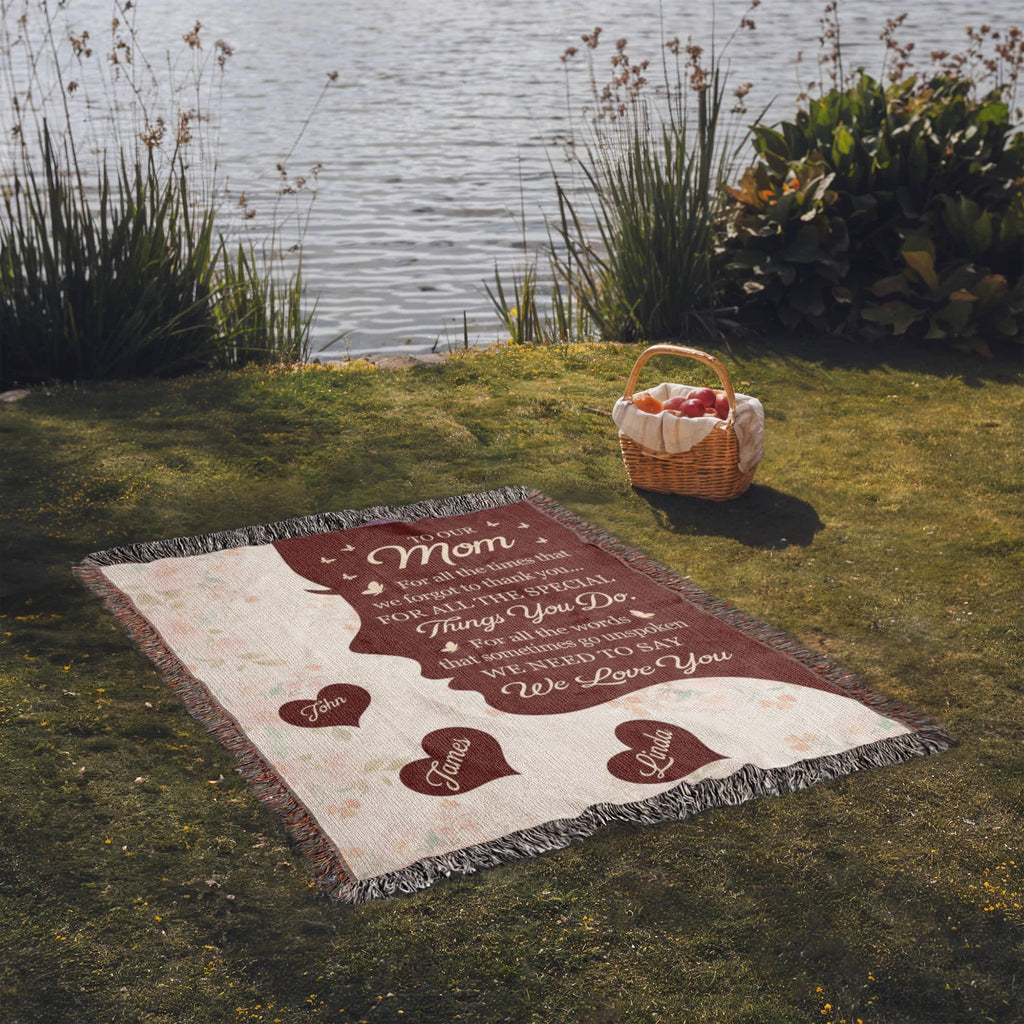Blankets Personalized To Our Mom Woven Blanket – Custom Name Heart Family Throw, Mother’s Day Gift from Kids Personalized To Our Mom Woven Blanket – Custom Name Heart Family Throw, Mother’s Day Gift from Kids