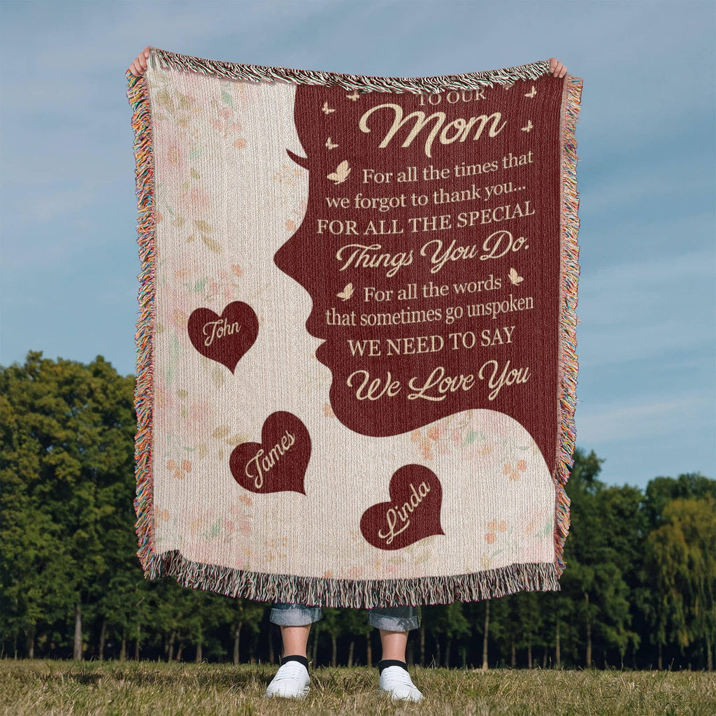 Blankets Personalized To Our Mom Woven Blanket – Custom Name Heart Family Throw, Mother’s Day Gift from Kids Personalized To Our Mom Woven Blanket – Custom Name Heart Family Throw, Mother’s Day Gift from Kids