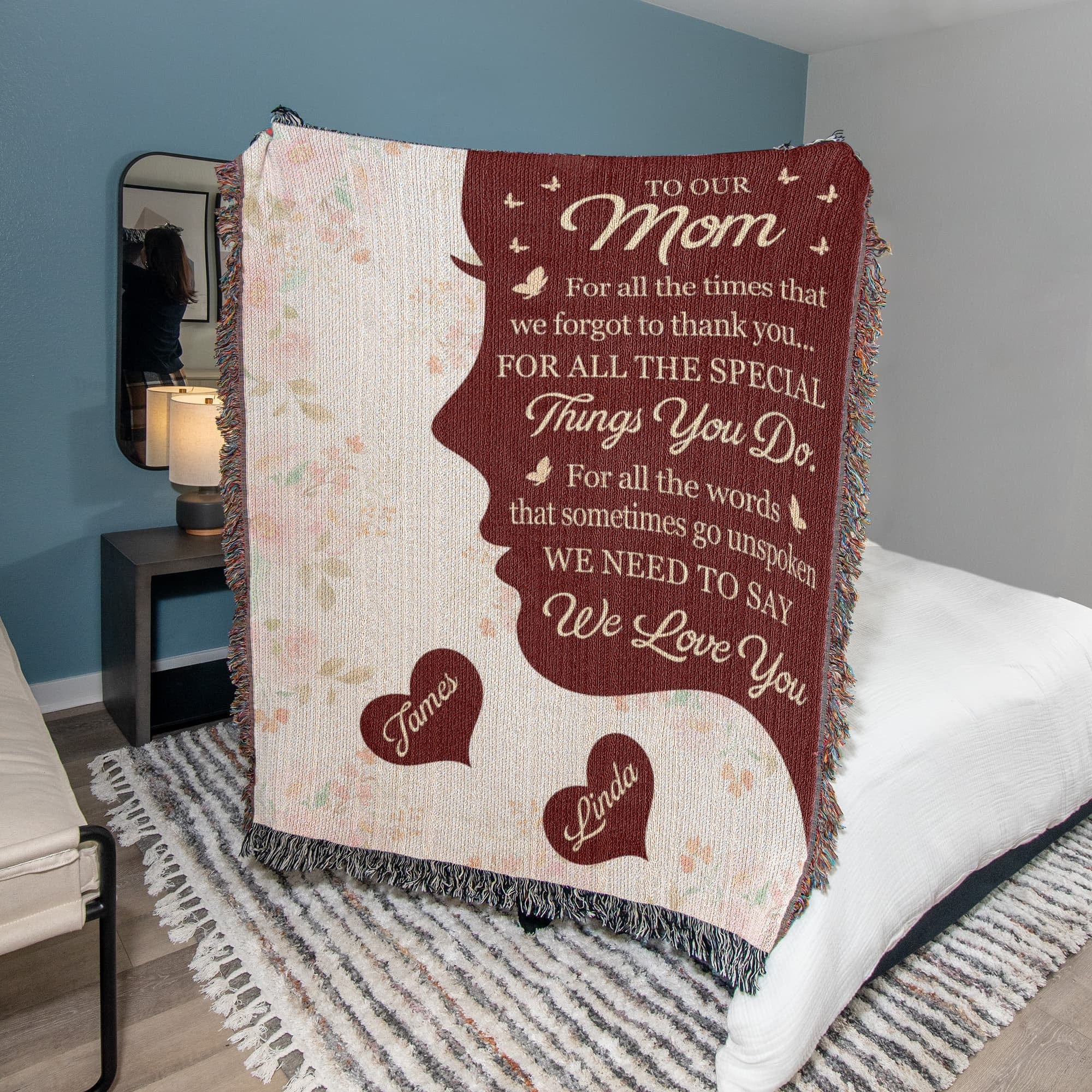 Blankets Personalized To Our Mom Woven Blanket – Custom Name Heart Family Throw, Mother’s Day Gift from Kids Personalized To Our Mom Woven Blanket – Custom Name Heart Family Throw, Mother’s Day Gift from Kids