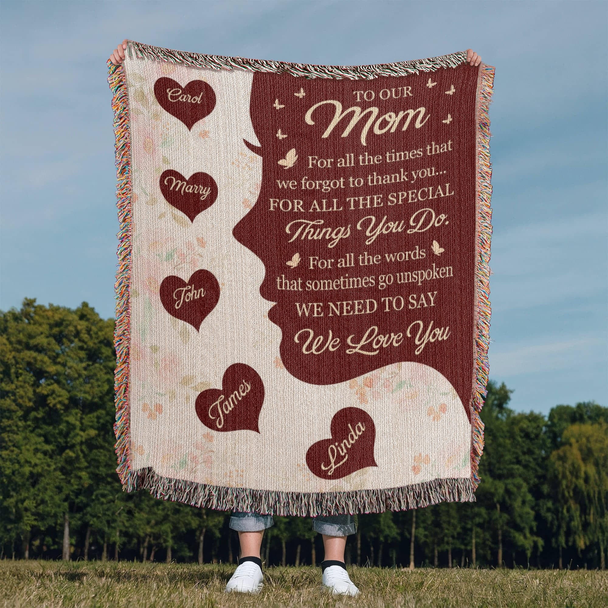 Blankets Personalized To Our Mom Woven Blanket – Custom Name Heart Family Throw, Mother’s Day Gift from Kids Personalized To Our Mom Woven Blanket – Custom Name Heart Family Throw, Mother’s Day Gift from Kids