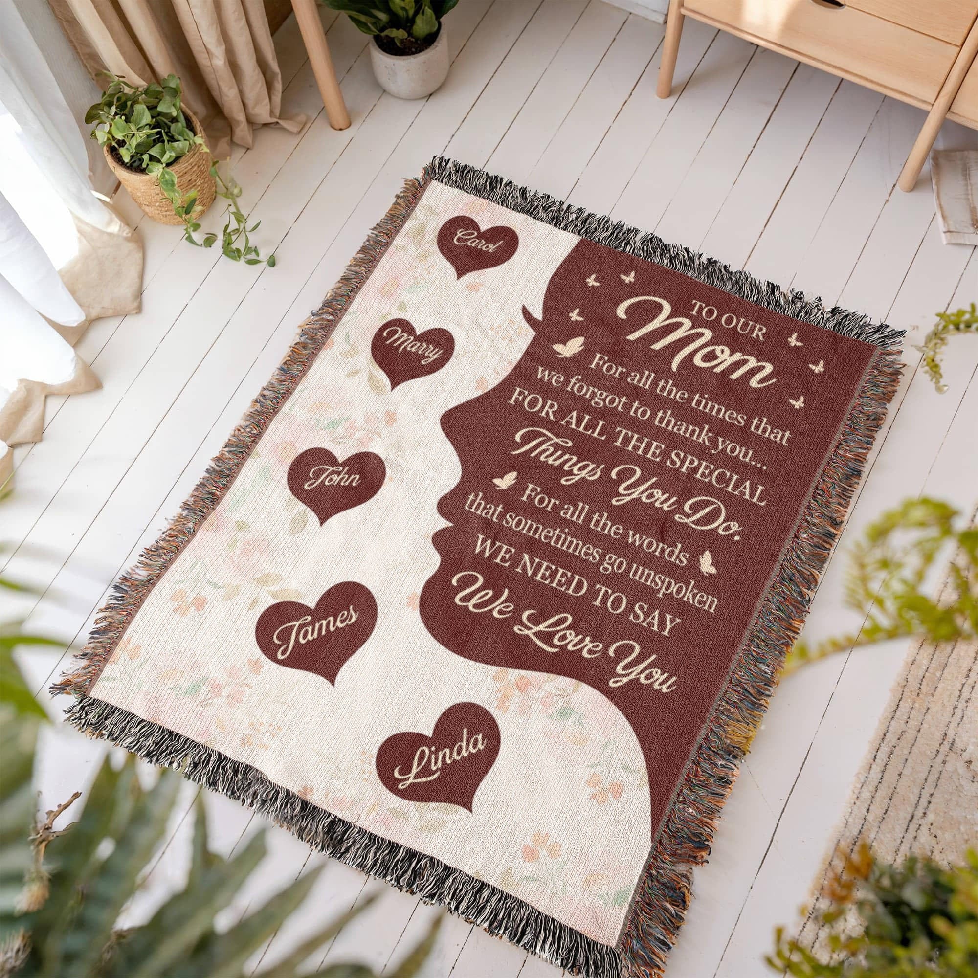 Blankets Personalized To Our Mom Woven Blanket – Custom Name Heart Family Throw, Mother’s Day Gift from Kids Personalized To Our Mom Woven Blanket – Custom Name Heart Family Throw, Mother’s Day Gift from Kids