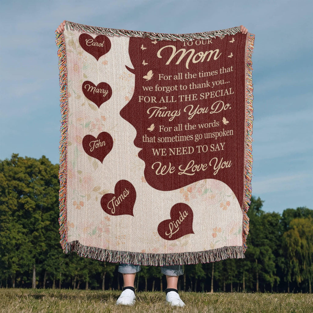 Blankets Personalized To Our Mom Woven Blanket – Custom Name Heart Family Throw, Mother’s Day Gift from Kids Personalized To Our Mom Woven Blanket – Custom Name Heart Family Throw, Mother’s Day Gift from Kids
