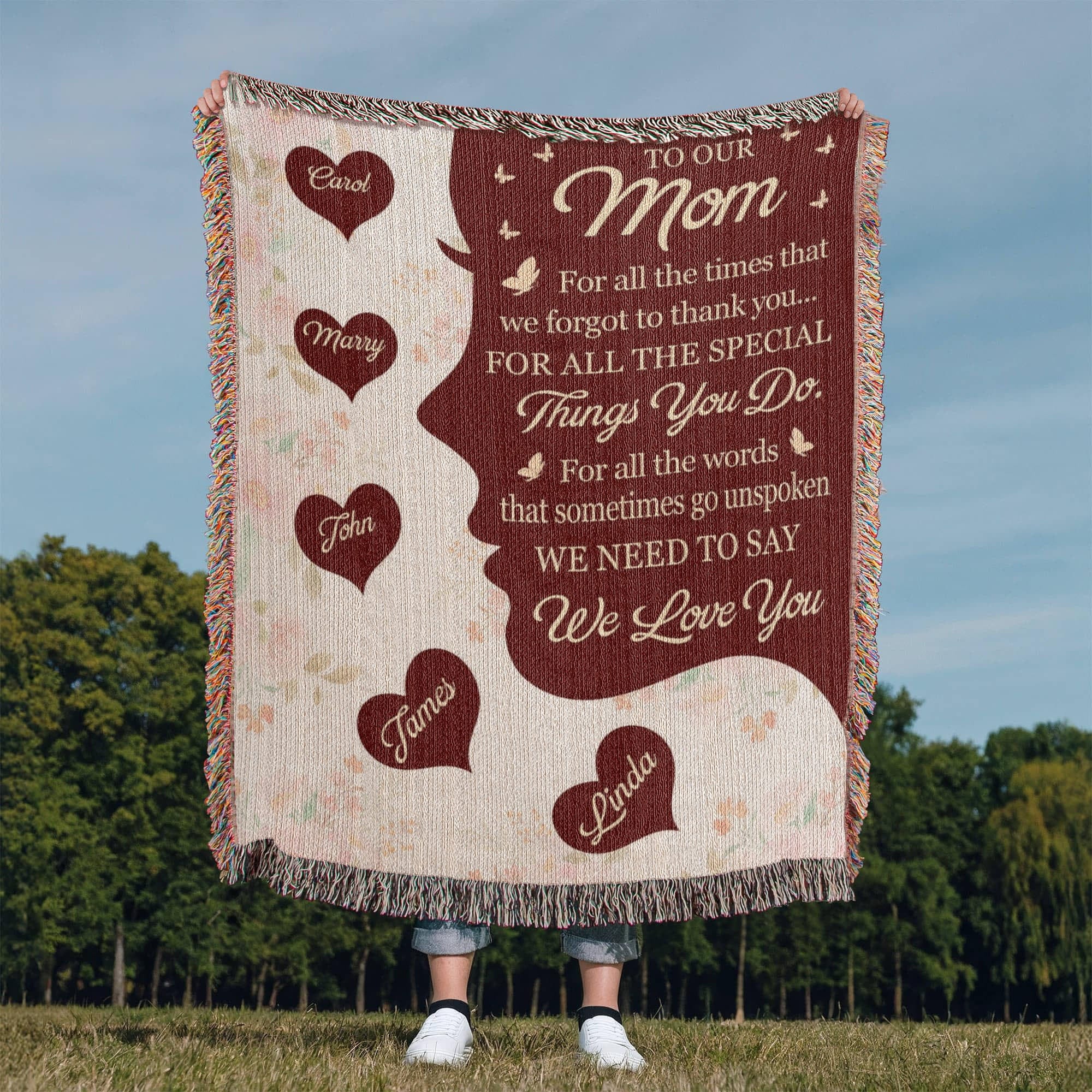 Blankets Personalized To Our Mom Woven Blanket – Custom Name Heart Family Throw, Mother’s Day Gift from Kids Personalized To Our Mom Woven Blanket – Custom Name Heart Family Throw, Mother’s Day Gift from Kids