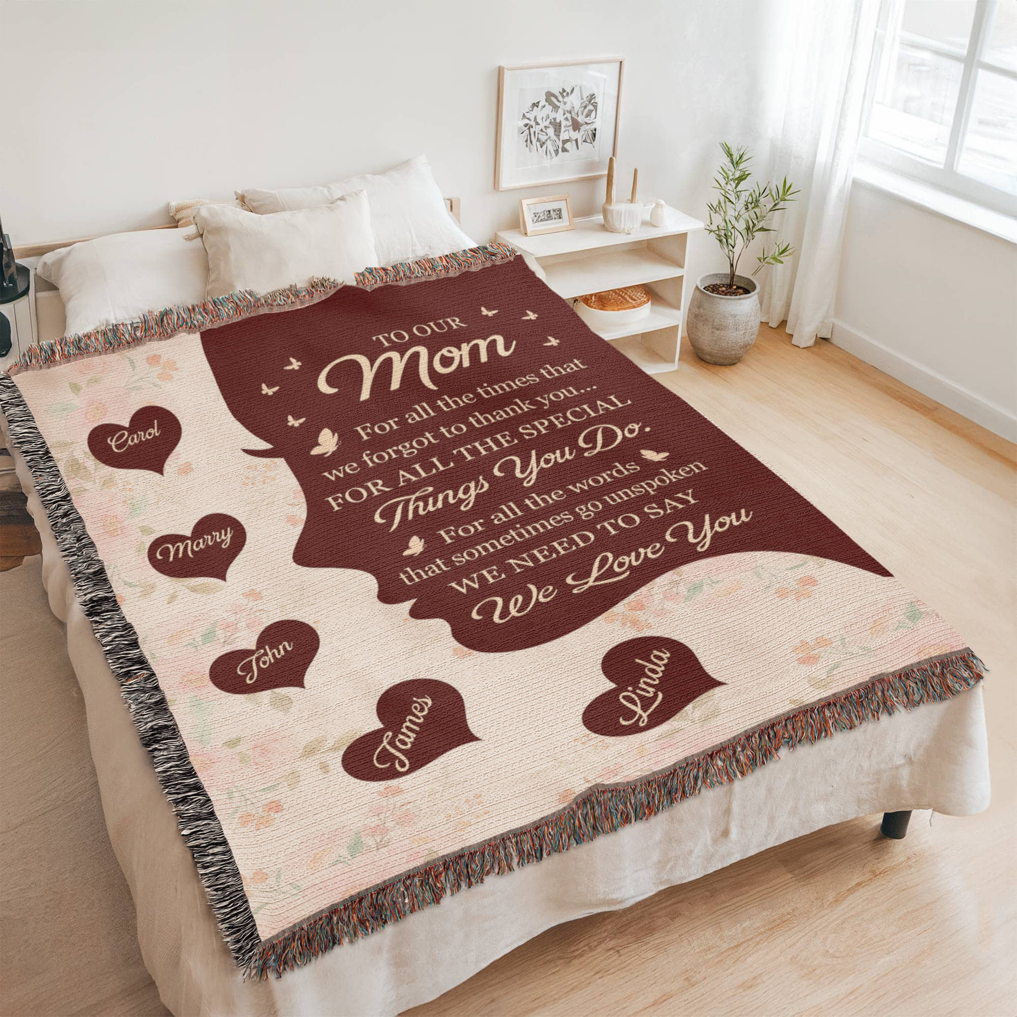 Blankets Personalized To Our Mom Woven Blanket – Custom Name Heart Family Throw, Mother’s Day Gift from Kids Personalized To Our Mom Woven Blanket – Custom Name Heart Family Throw, Mother’s Day Gift from Kids