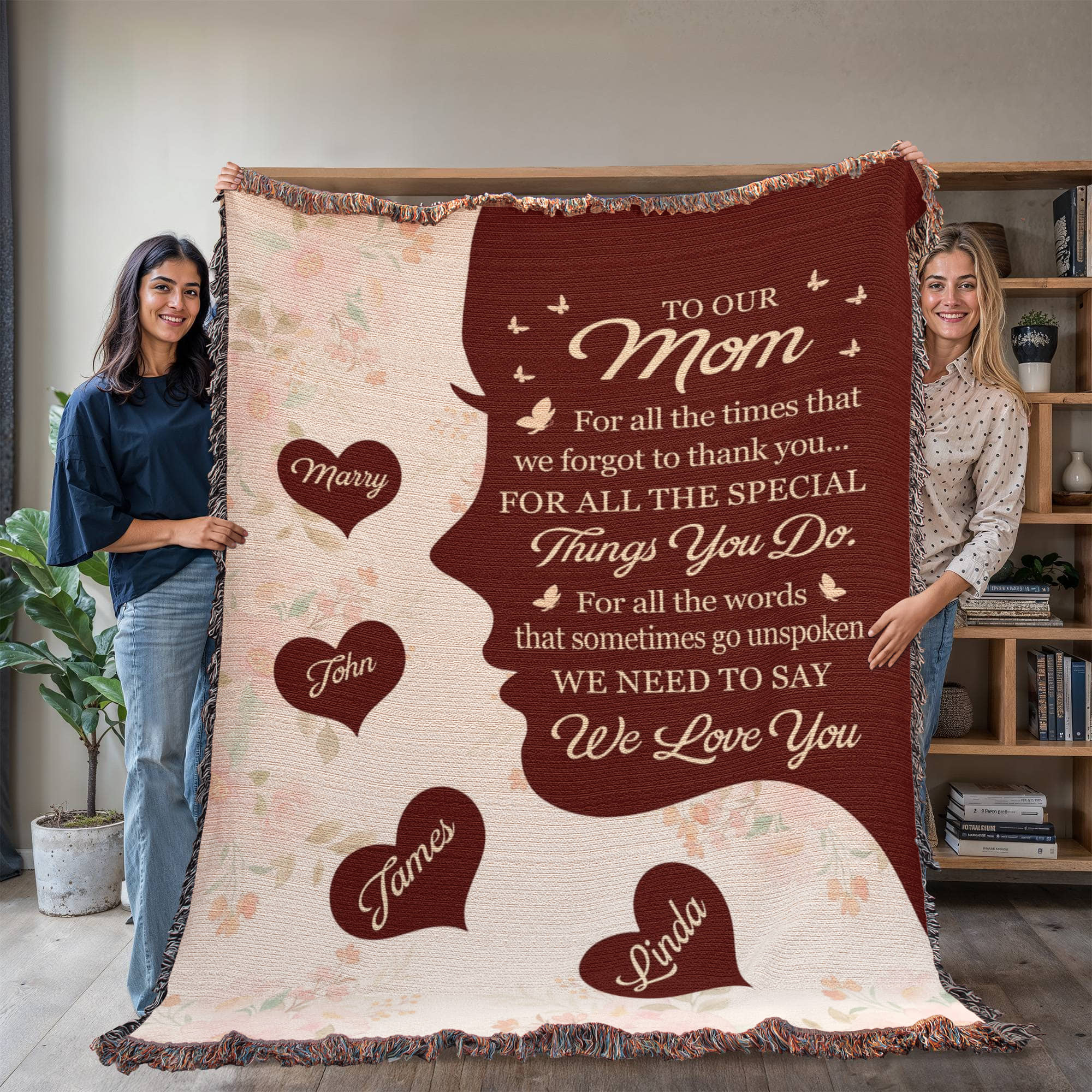 Blankets Personalized To Our Mom Woven Blanket – Custom Name Heart Family Throw, Mother’s Day Gift from Kids Personalized To Our Mom Woven Blanket – Custom Name Heart Family Throw, Mother’s Day Gift from Kids
