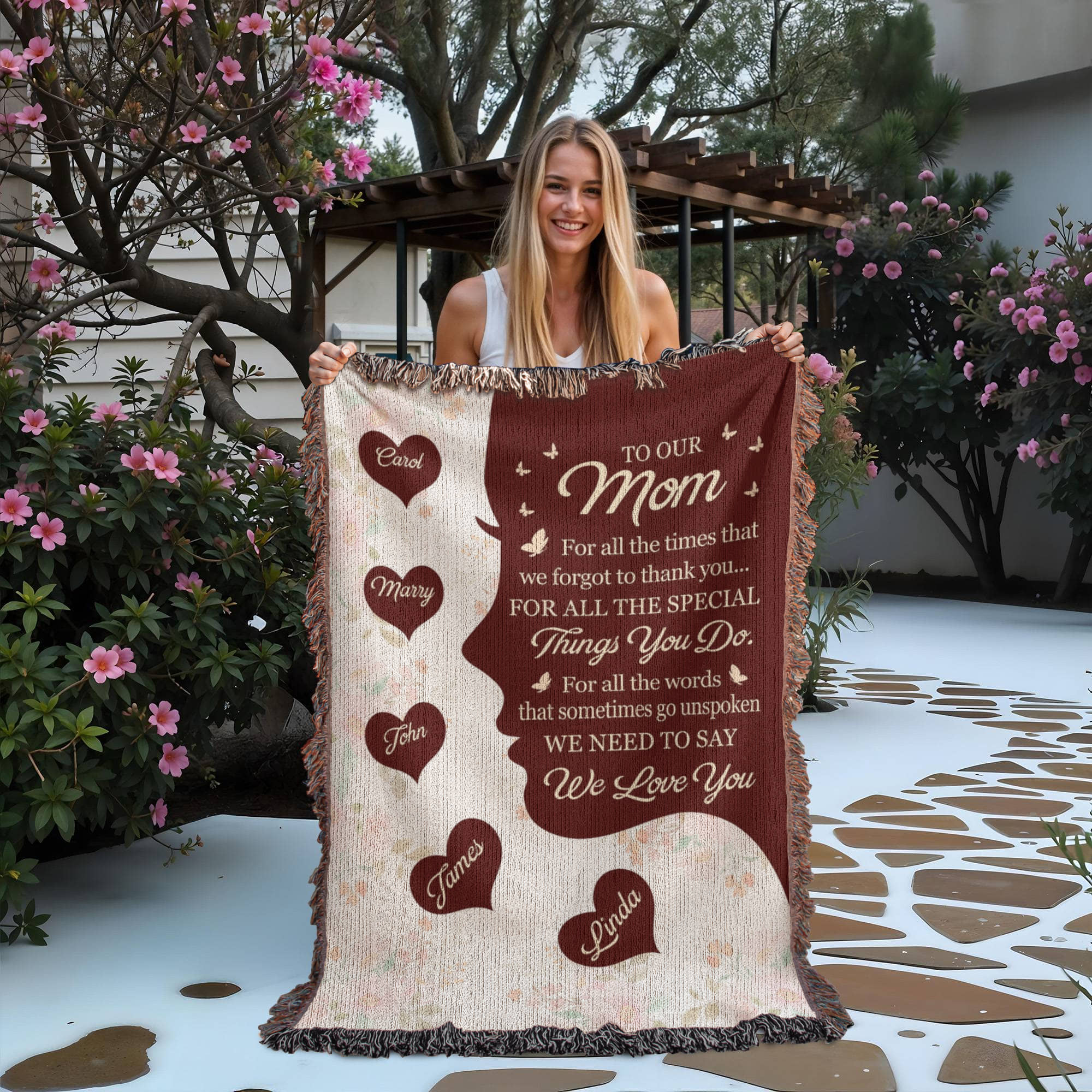 Blankets Personalized To Our Mom Woven Blanket – Custom Name Heart Family Throw, Mother’s Day Gift from Kids Personalized To Our Mom Woven Blanket – Custom Name Heart Family Throw, Mother’s Day Gift from Kids