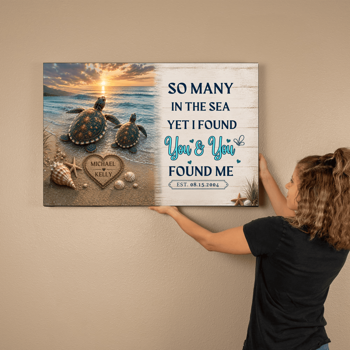 wall art Personalized Turtle Couple Canvas - So Many in the Sea Yet I Found You Personalized Turtle Couple Canvas - So Many in the Sea Yet I Found You