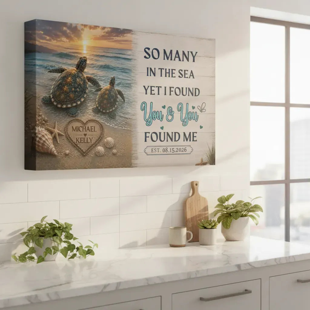 wall art Personalized Turtle Couple Canvas - So Many in the Sea Yet I Found You Personalized Turtle Couple Canvas - So Many in the Sea Yet I Found You
