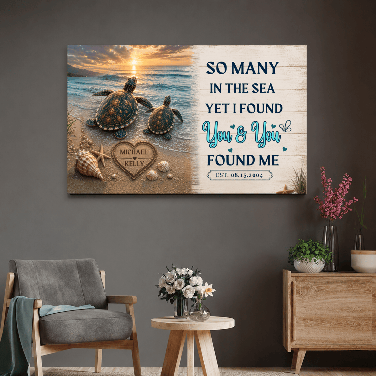 wall art Personalized Turtle Couple Canvas - So Many in the Sea Yet I Found You Personalized Turtle Couple Canvas - So Many in the Sea Yet I Found You