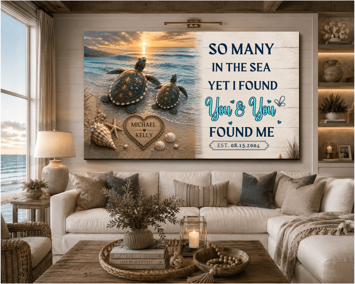 wall art Personalized Turtle Couple Canvas - So Many in the Sea Yet I Found You Personalized Turtle Couple Canvas - So Many in the Sea Yet I Found You