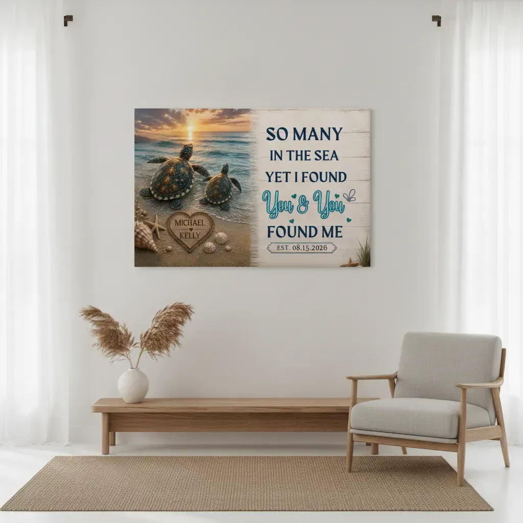 wall art Personalized Turtle Couple Canvas - So Many in the Sea Yet I Found You Personalized Turtle Couple Canvas - So Many in the Sea Yet I Found You