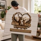 "God Bless The Broken Road," Personalized Deer Couple Canvas Wall Art