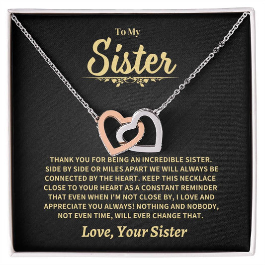 Jewelry Sister Gift-Interlocking Hearts Necklace