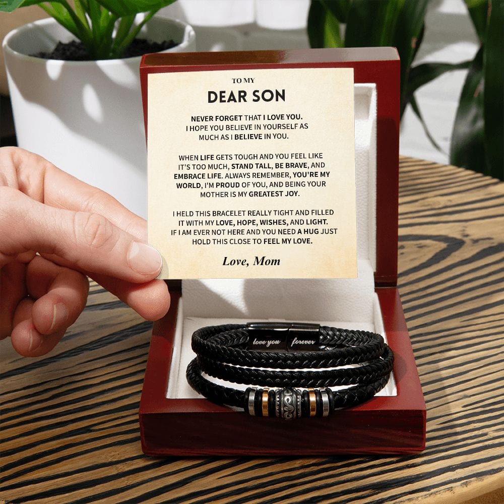 Jewelry Son Bracelet Gift, From Mom, "Believe In Yourself"