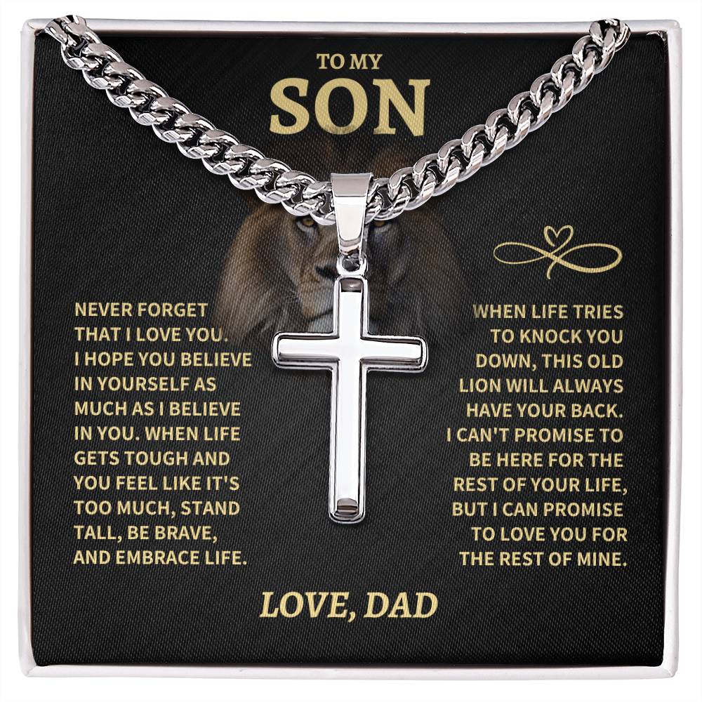 Jewelry Son Gift- Cuban Chain Cross- From Dad