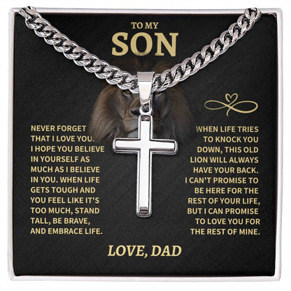 Jewelry Son Gift- Cuban Chain Cross- From Dad