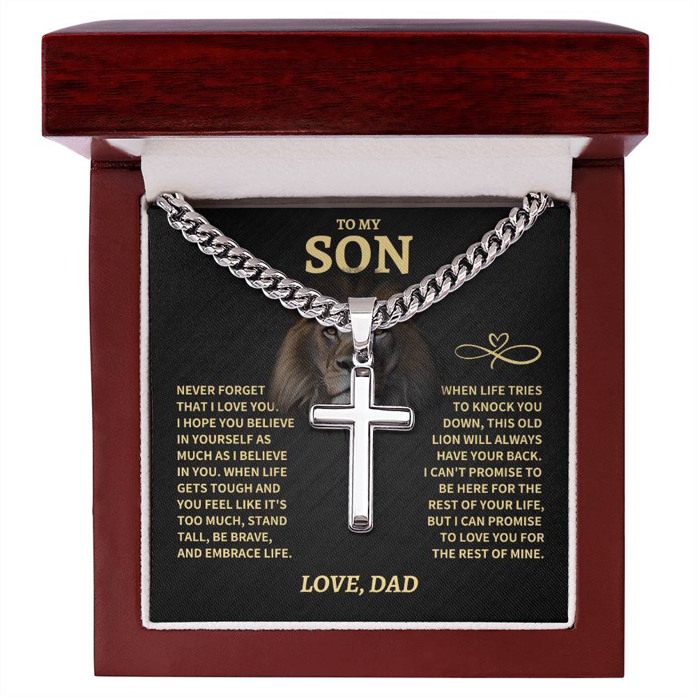 Jewelry Son Gift- Cuban Chain Cross- From Dad