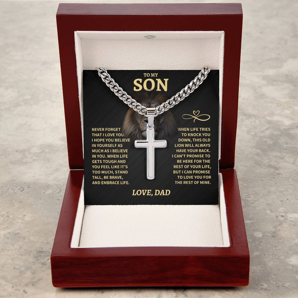 Jewelry Son Gift- Cuban Chain Cross- From Dad