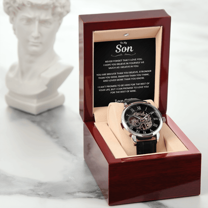Jewelry Son Gift From Dad, "Never Forget", Openwork Watch Son Gift From Dad, "Never Forget", Openwork Watch