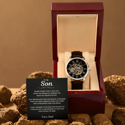 Jewelry Son Gift From Dad, "Never Forget", Openwork Watch Son Gift From Dad, "Never Forget", Openwork Watch