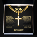 Jewelry Son Gift From Mom,"Never Forget", Artisan cuban Cross Necklace Son Gift From Mom,"Never Forget", Artisan cuban Cross Necklace