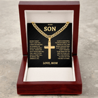 Jewelry Son Gift From Mom,"Never Forget", Artisan cuban Cross Necklace Son Gift From Mom,"Never Forget", Artisan cuban Cross Necklace