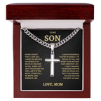 Jewelry Son Gift From Mom,"Never Forget", Artisan cuban Cross Necklace Son Gift From Mom,"Never Forget", Artisan cuban Cross Necklace
