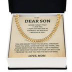 Jewelry Son Gift, From Mom "Never Forget That I Love You"- Cuban Chain Necklace