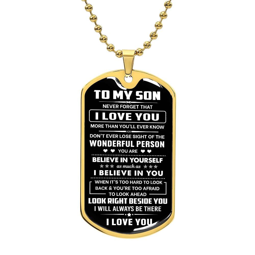 Jewelry Son Gift, "Never Forget", Luxury Dog Tag Necklace