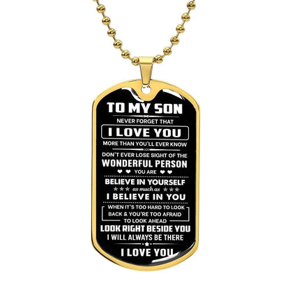 Jewelry Son Gift, "Never Forget", Luxury Dog Tag Necklace