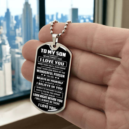 Jewelry Son Gift, "Never Forget", Luxury Dog Tag Necklace