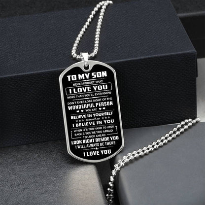 Jewelry Son Gift, "Never Forget", Luxury Dog Tag Necklace
