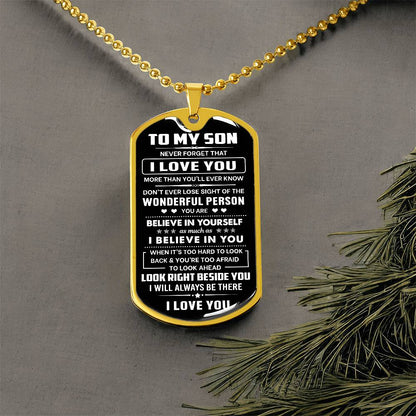 Jewelry Son Gift, "Never Forget", Luxury Dog Tag Necklace