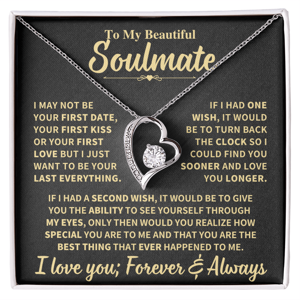 Jewelry To My Beautiful Soulmate Gift, "Forever & Always", Heart Necklace To My Beautiful Soulmate Gift, "Forever & Always", Heart Necklace
